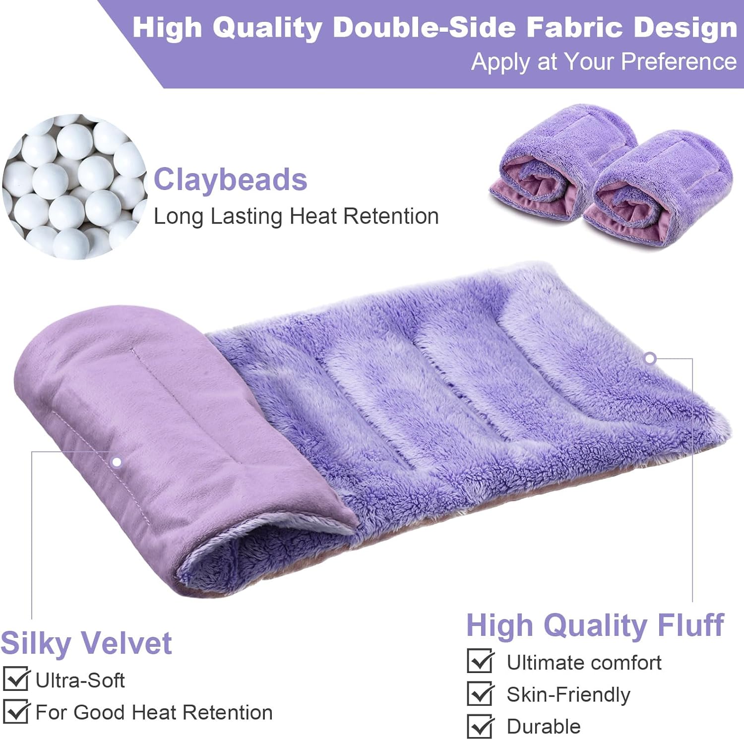 Paquete de 4 almohadillas térmicas para microondas de 7 x 18 pulgadas, almohadillas térmicas para microondas, calentadores de cuello, almohadilla