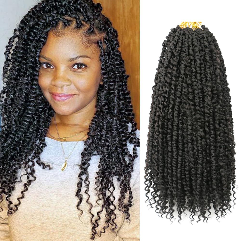 Pelo de ganchillo pretrenzado de 18 pulgadas de largo, cabello trenzado de ganchillo Passion Twist, 8 paquetes de rizos bohemios suaves (18