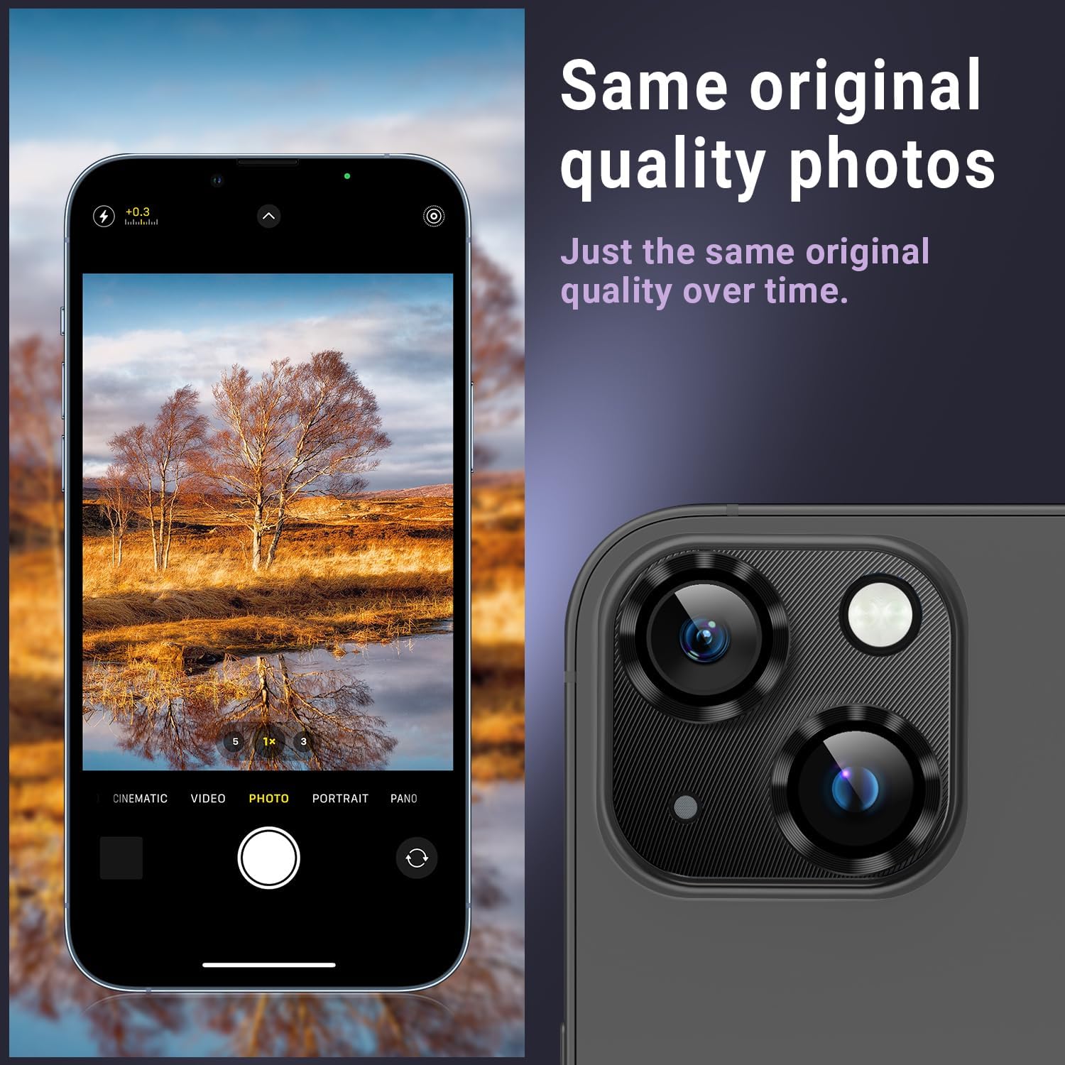 AFARER Paquete de 2 Protector de lente de cámara compatible con iPhone 15 de 6.1 pulgadasiPhone 15 Plus de 6.7 pulgadas, película de lente de metal