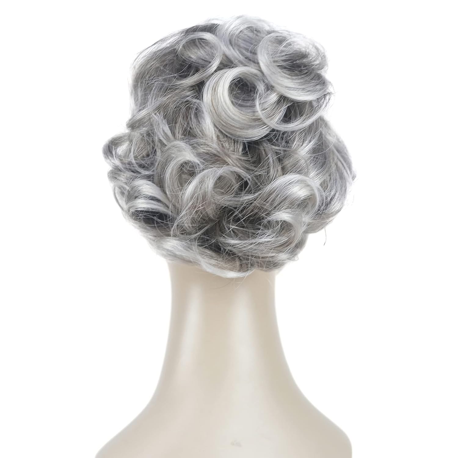 Aimole Extensiones de clip de garra sintética de dama de cola de caballo gris rizado corto (48T)