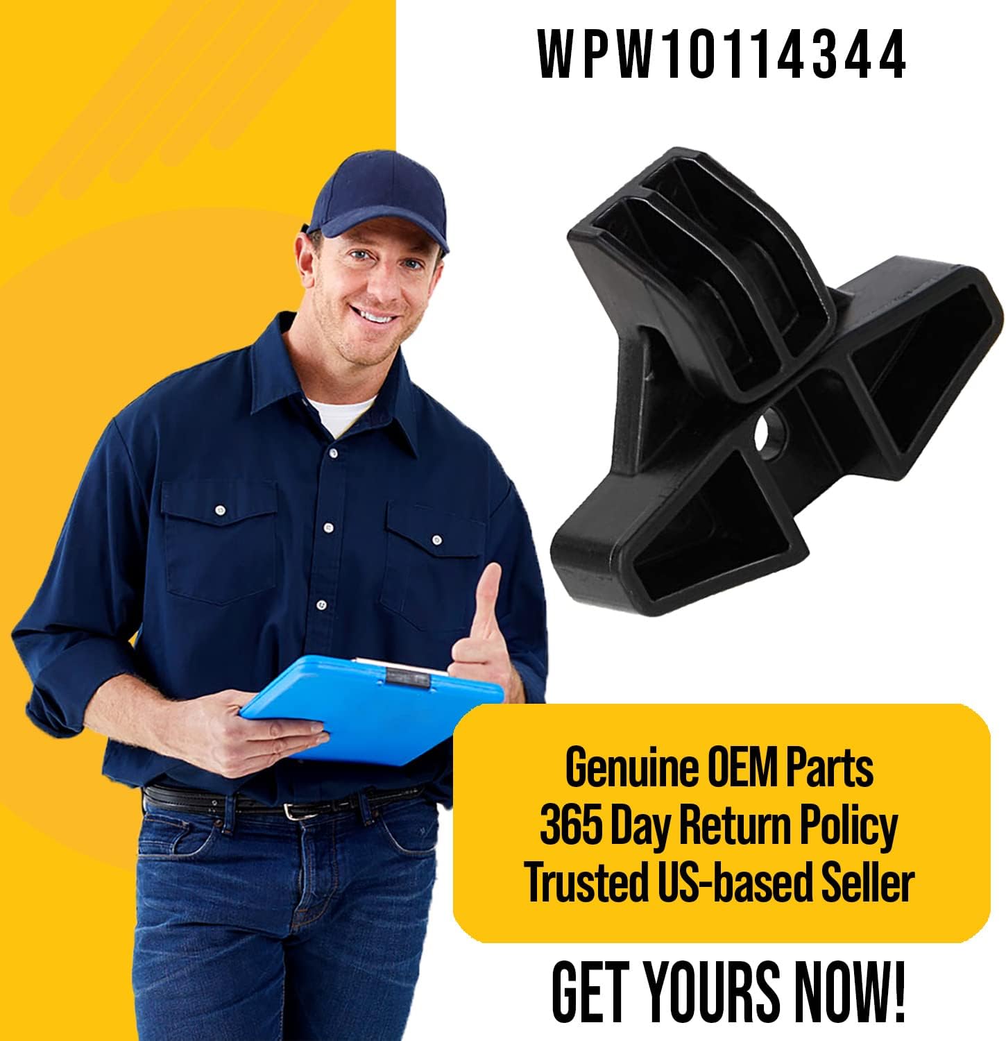 WPW10114344 W10114344 Top Drawer Glide  Compatible con Whirlpool Amana Maytag  Sustituye a AP6015131 1266739 PS11748403  Hecho de plástico negro