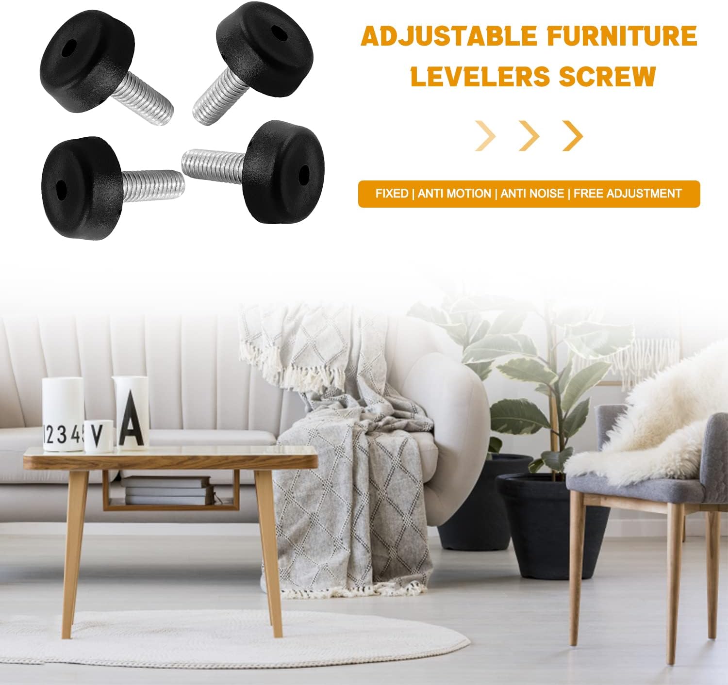 25 patas niveladoras de muebles M6-14 pulgadas ajustables para patas de muebles, tornillos de repuesto para taburetes, mesas, silla, banco, cabniet,