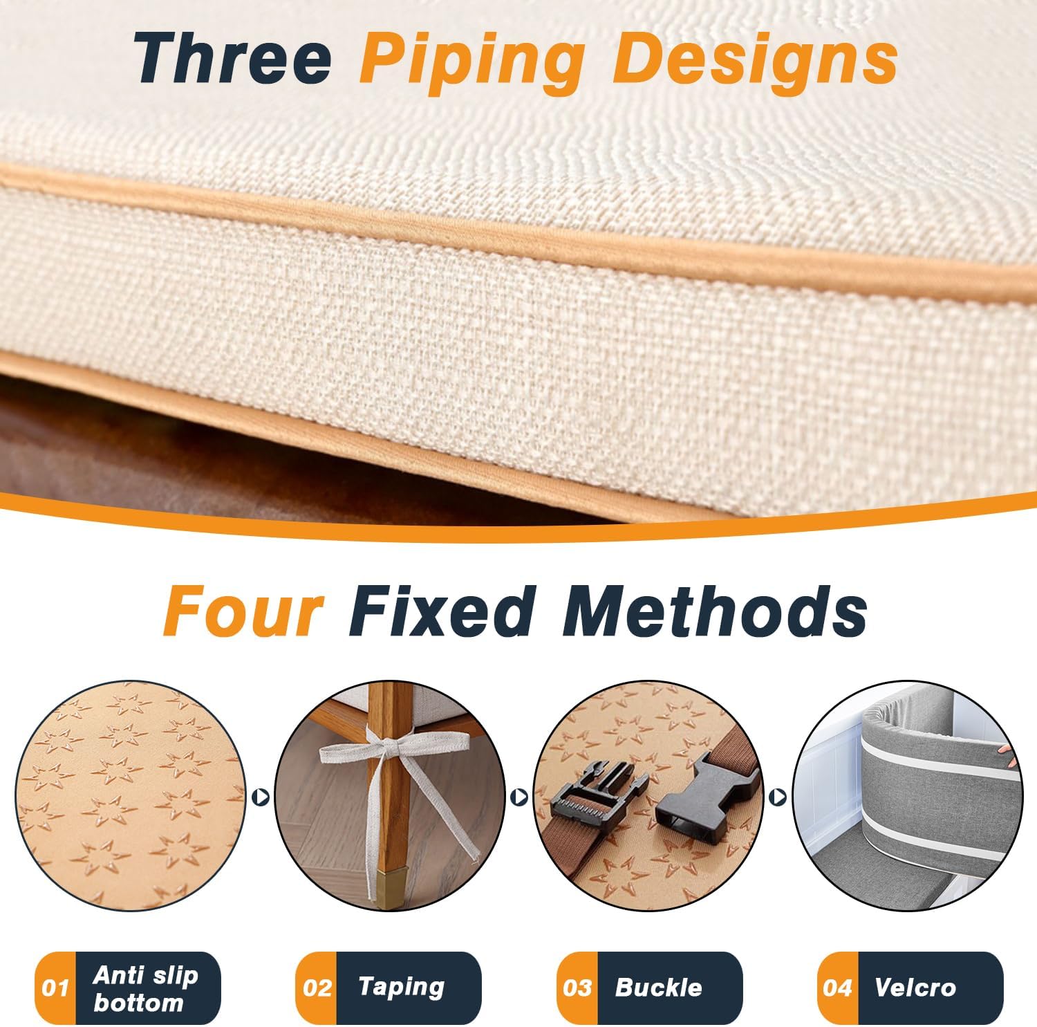 RQPCSC Custom Bench Cushions,Bench Cushion for Indoor Furniture,Outdoor Waterproof Patio Chair Pads,75D High Density Sponge Window Seat Cushions,6