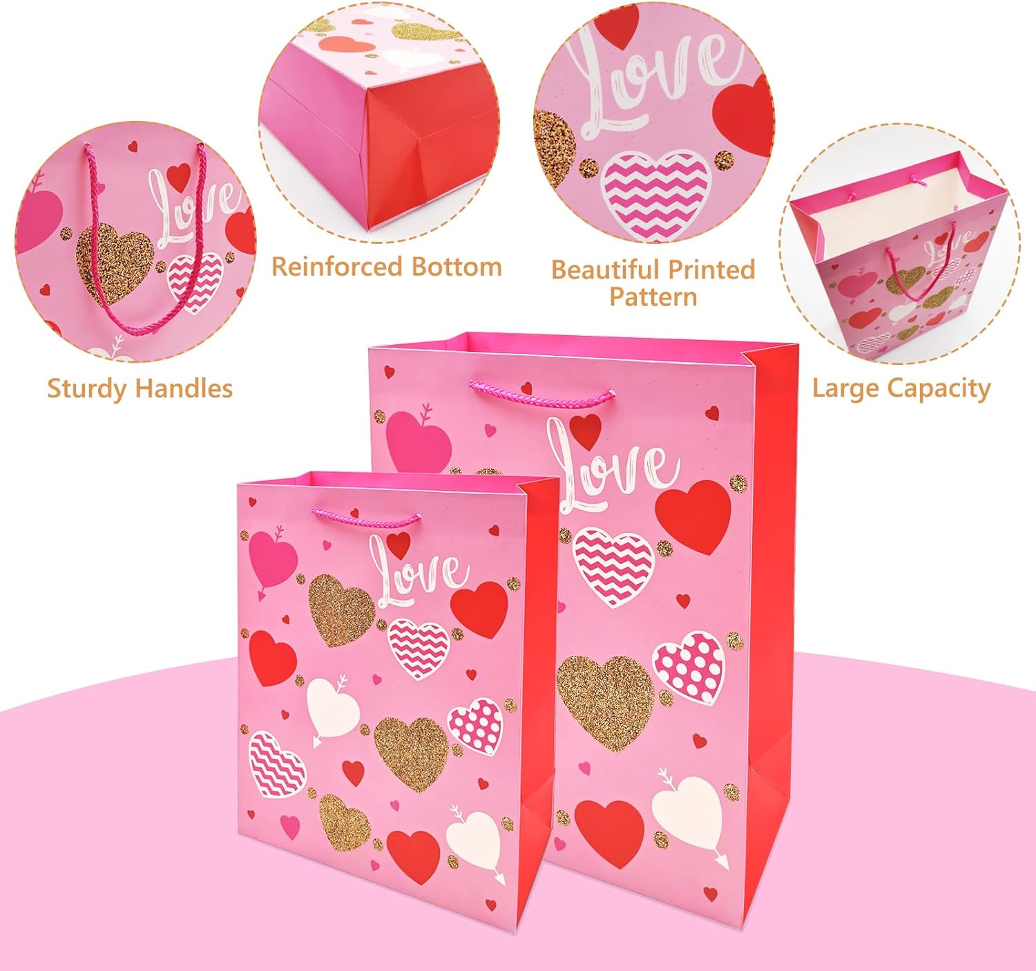Paquete de 12 bolsas de regalo de varios tamaños, bolsa de regalo de cumpleaños con asas, bolsas de regalo de papel para cumpleaños, compras,