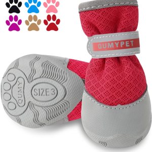 QUMY 2 botas para perros pequeños para pavimento caliente, zapatos de verano para cachorros con tira reflectante, suaves y cómodas, suela de goma QUMY 2 botas para perros pequeños para pavimento caliente, zapatos de verano para cachorros con tira reflectante, suaves y cómodas, suela de goma
