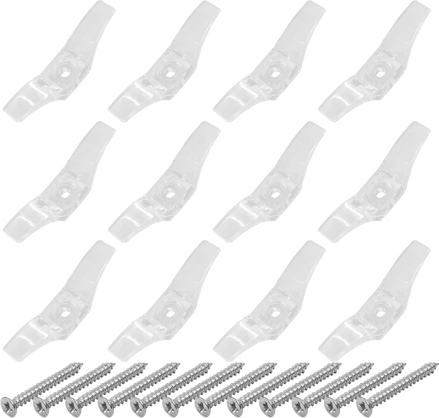 12 tacos de cable ciego, enrolladores de cuerda de plástico transparente, cuerda de seguridad, soporte de cable de ventana con tornillos para