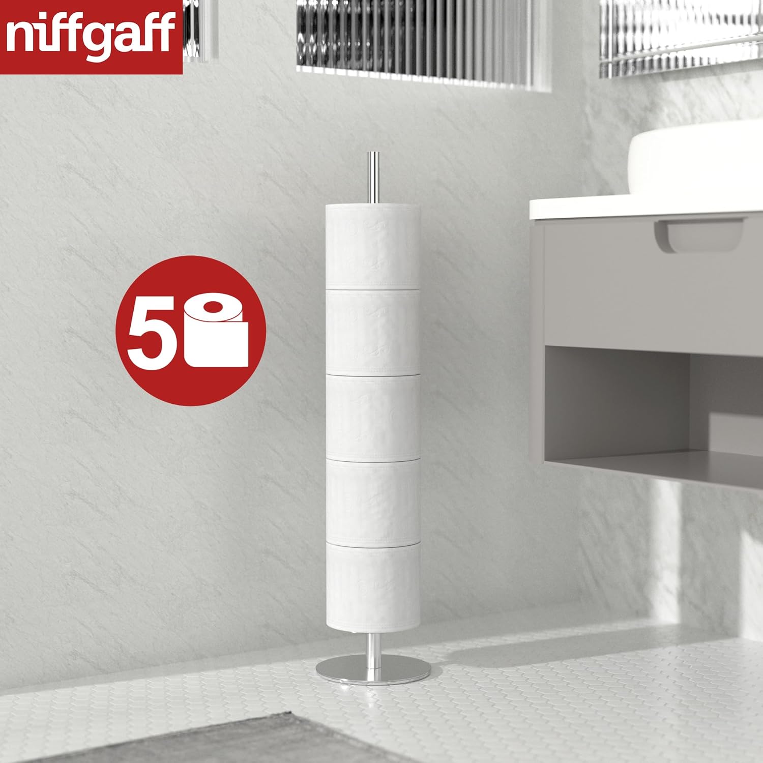 Soporte de papel higiénico de níquel cepillado para almacenamiento de papel higiénico de baño, soporte de papel higiénico independiente de acero