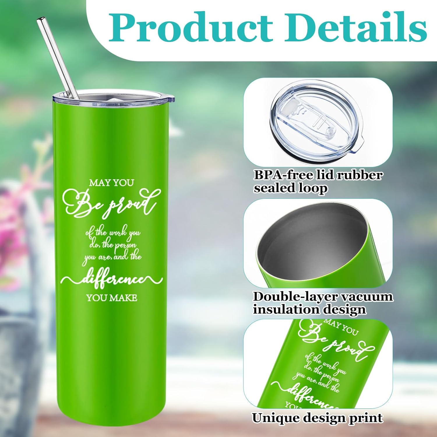 Norme 20 vasos de acero inoxidable de 20 onzas con texto en inglés “Thank You Gifts May You Be Proud of the Work You Do”, regalos de agradecimiento