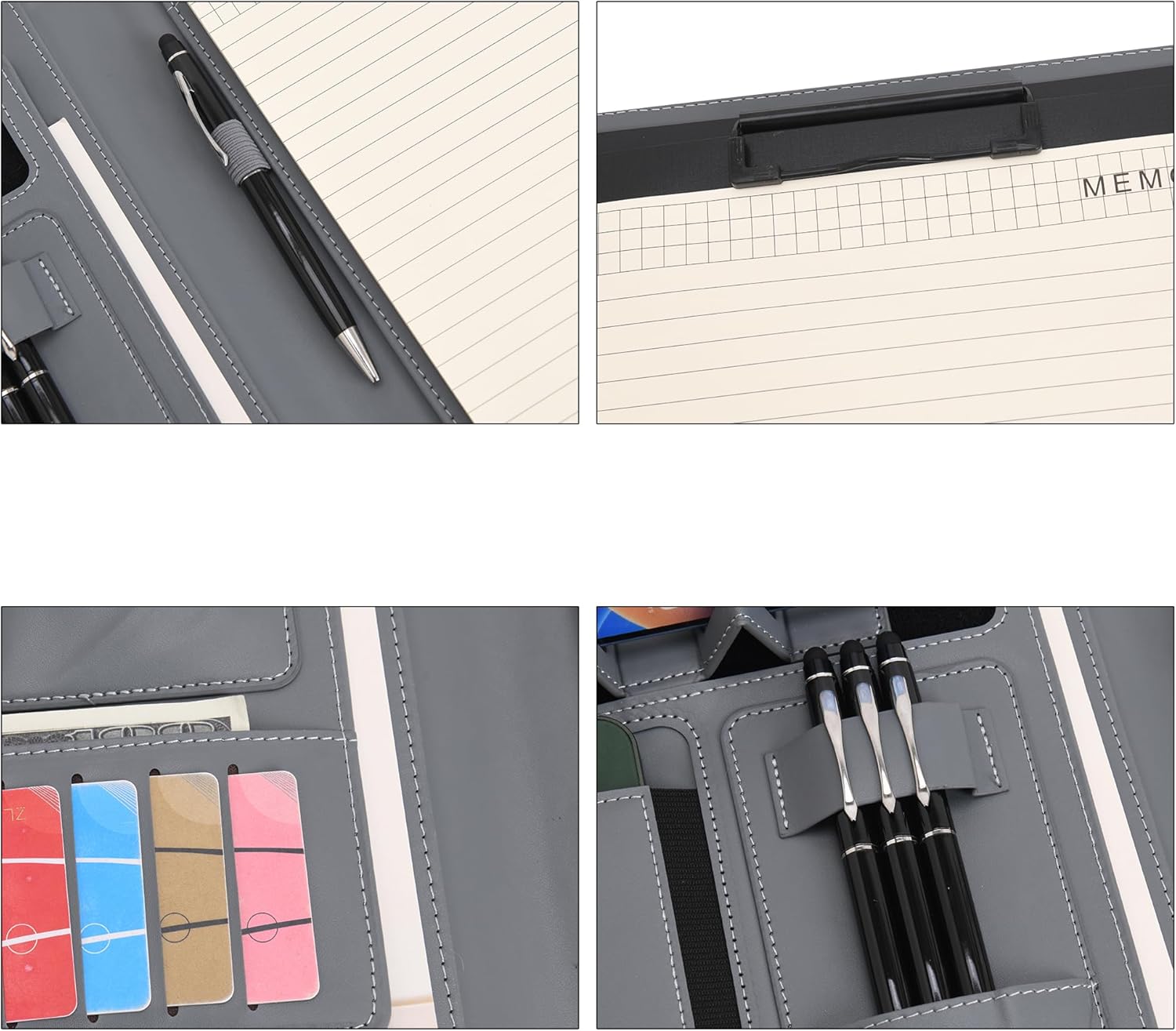 Wason Portafolio Padfolio A4 – Carpeta de piel sintética con almohadilla de escritura, funda extraíble para portapapeles, tarjeta, soporte para