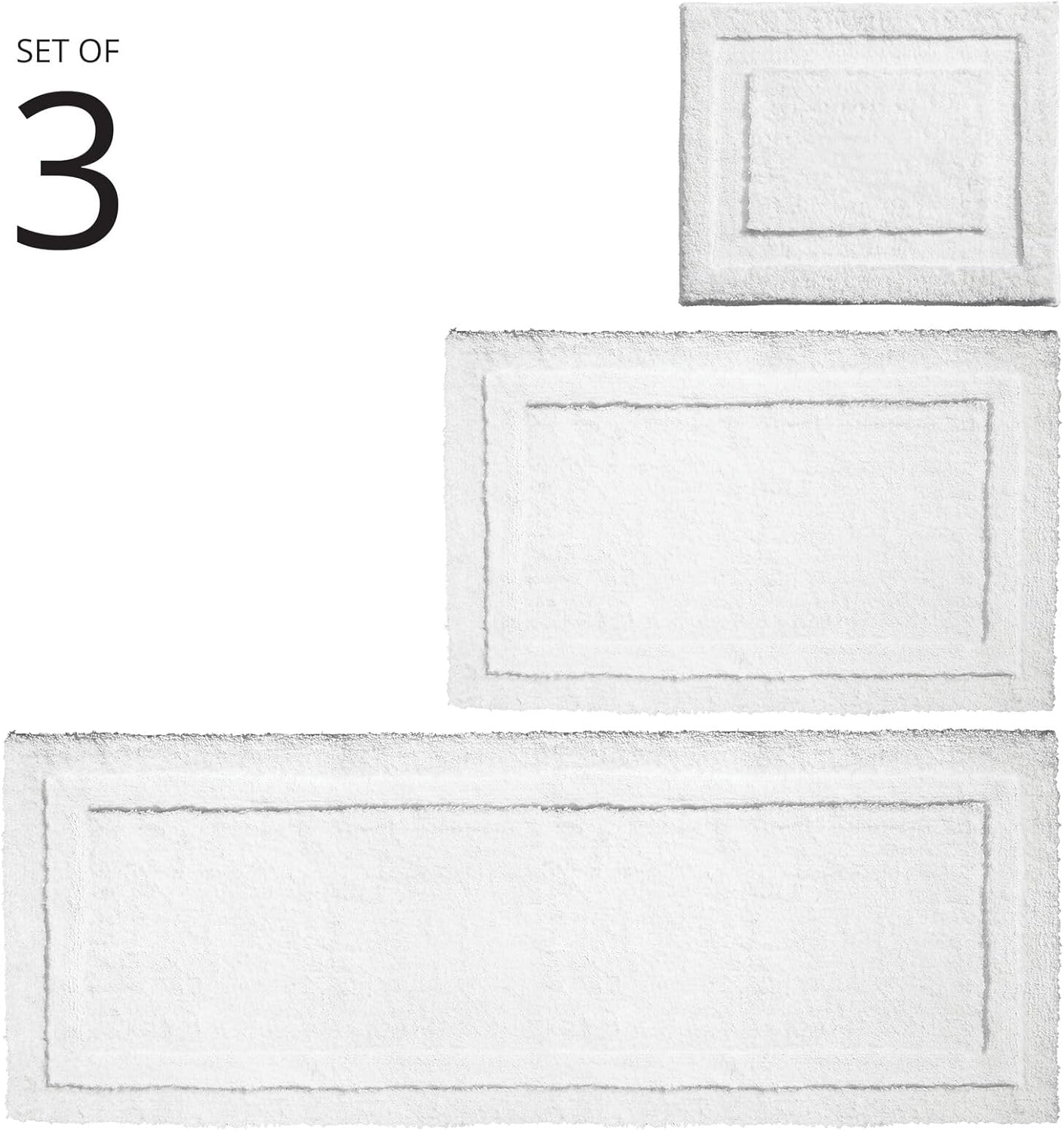 mDesign Hydra Collection – Juego de 3 tapetes de baño de microfibra, antideslizantes, para después del baño, ducha, absorbentes de agua, lavables a