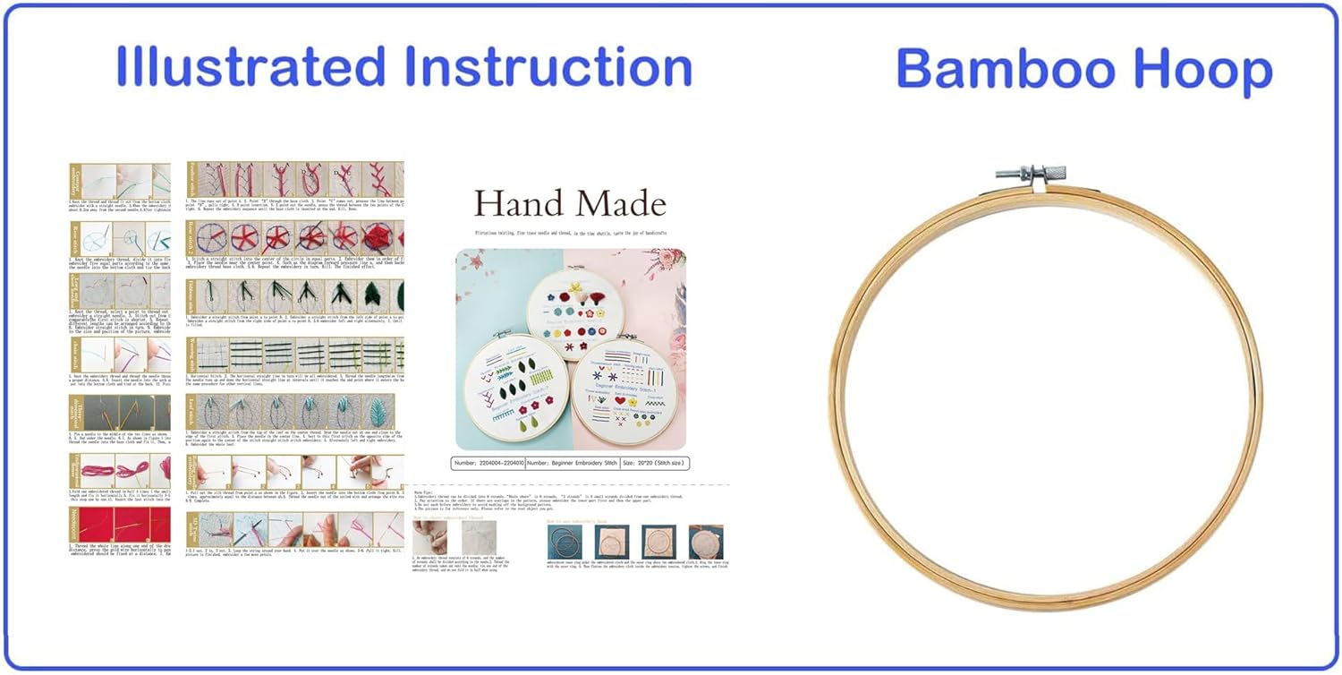 YIZUNNU Juego de 4 piezas de bordado para principiantes, kits de punto de cruz para adultos y niños, manualidades, 4 piezas de patrón de bordado con
