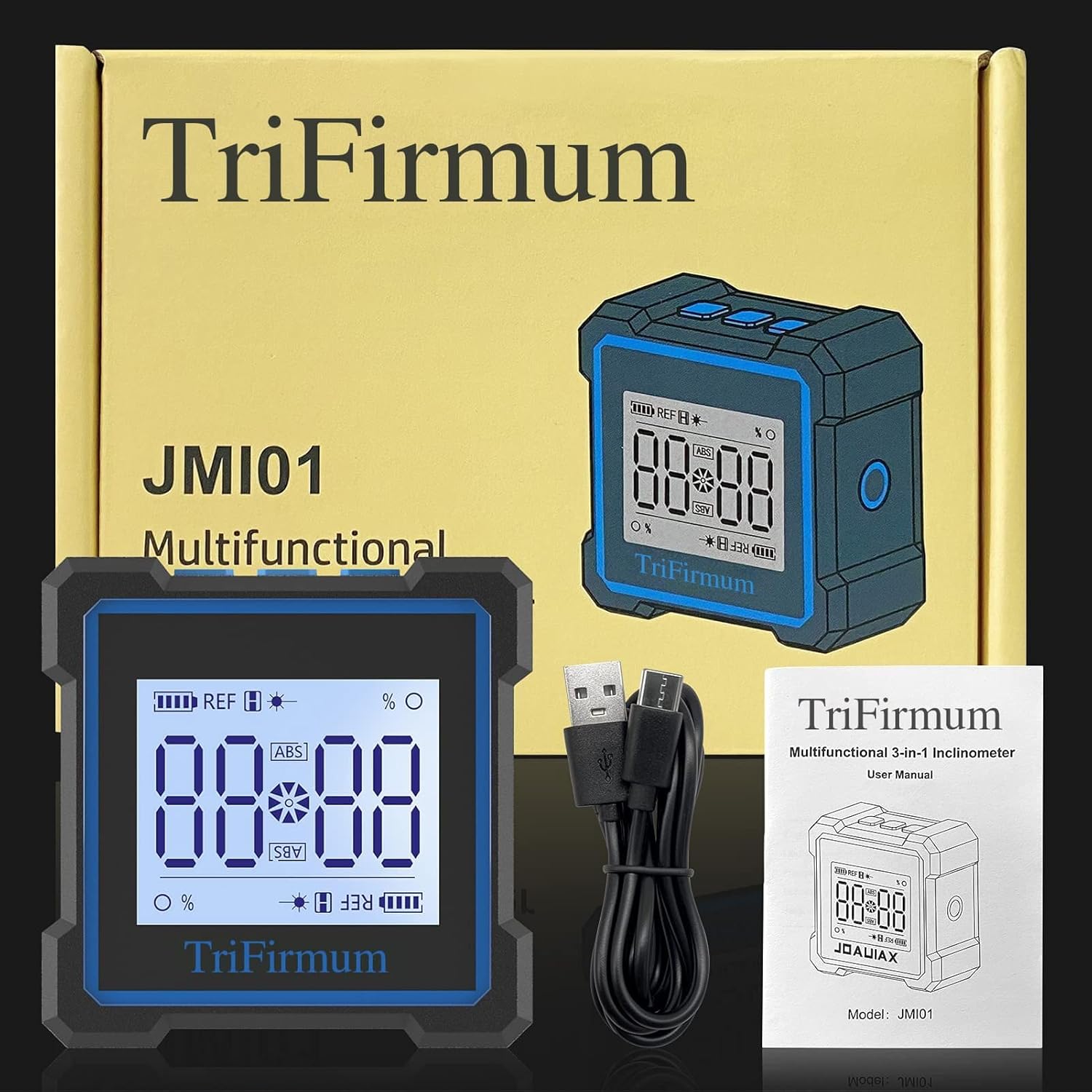 Buscador de ángulo digital y nivel electrónico,Nivel digital 3 en 1transportadorinclinómetromedidor de ángulo,Caja de nivel magnético