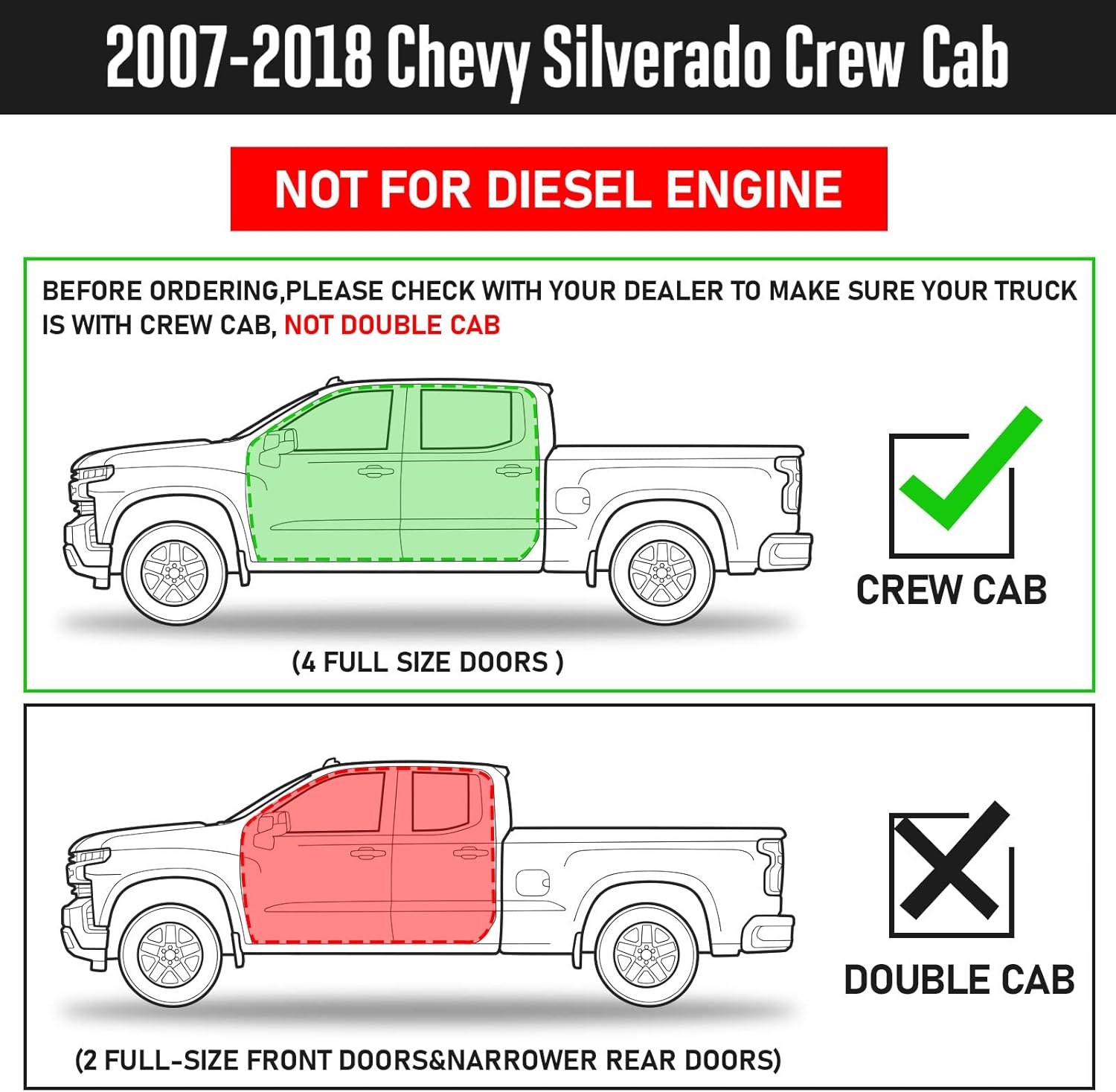 Barras de paso laterales compatibles con Chevy Silverado 2007-2018 y GMC Sierra 1500 2500HD 3500HD (incluye 2019 1500 LD)  2019 2500HD 3500HD.