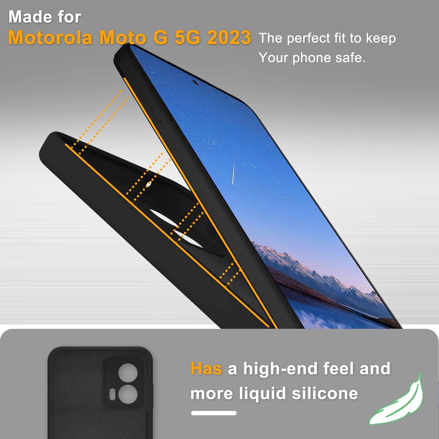 Funda para Motorola Moto G 5G 2023, funda de silicona con 2 protectores de pantalla, forro de microfibra antiarañazos, cuerpo completo, a prueba de