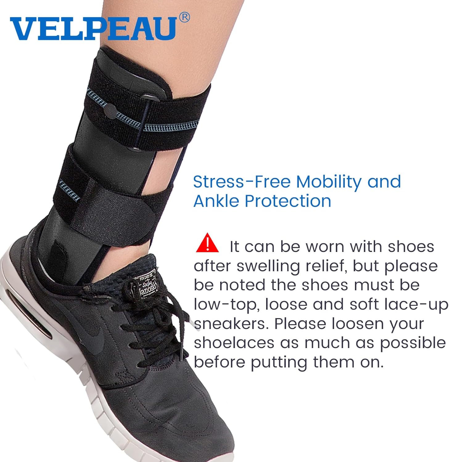 Velpeau Tobillera  Férula de tobillo con estribo  Estabilizador rígido ajustable para esguinces, tendinitis, soporte de lanzamiento posoperatorio y