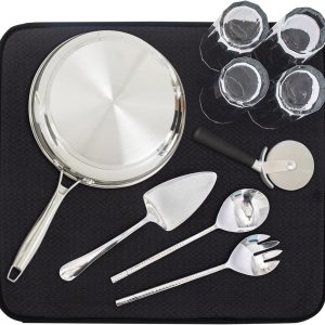 Tapete de secado de platos prémium de microfibra súper absorbente de 16 x 18 pulgadas, escurridor de platos, doble superficie (negro) Tapete de secado de platos prémium de microfibra súper absorbente de 16 x 18 pulgadas, escurridor de platos, doble superficie (negro)