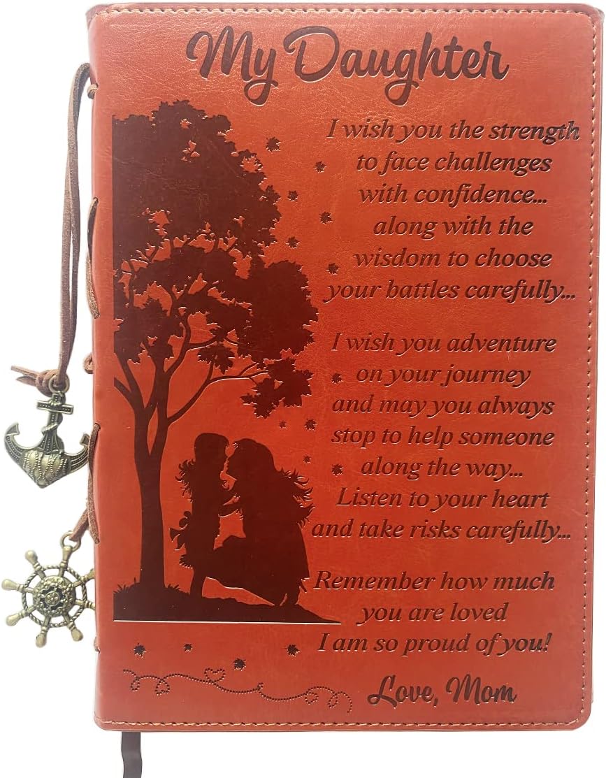 TNJ1 – Cuaderno de cuero con texto en inglés “To My Daughter”, con texto en inglés “To My Daughter”, con texto en inglés “To My Daughter”, diseño de