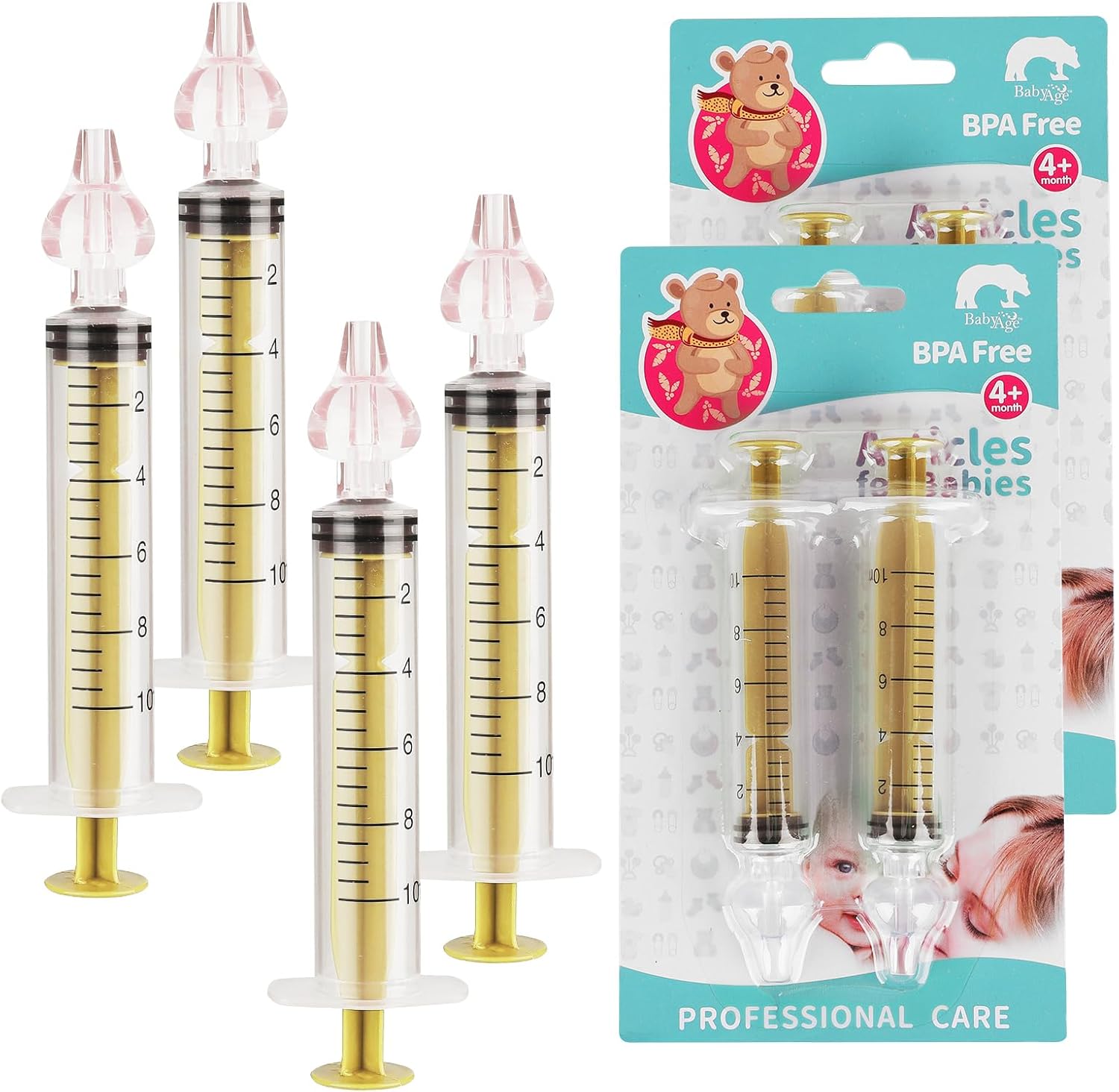 AOZBZ Aspirador nasal para bebé, 4 piezas, juego de irrigadores nasales profesionales para bebés, sin BPA, limpiador de nariz portátil para bebés,