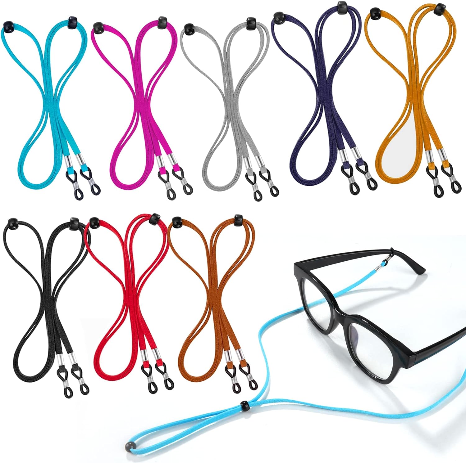 YGDZ Correa para lentes, 8 unidades, correa de cuero para gafas, cadena ajustable para gafas, retenedores de gafas, correa deportiva para lentes de