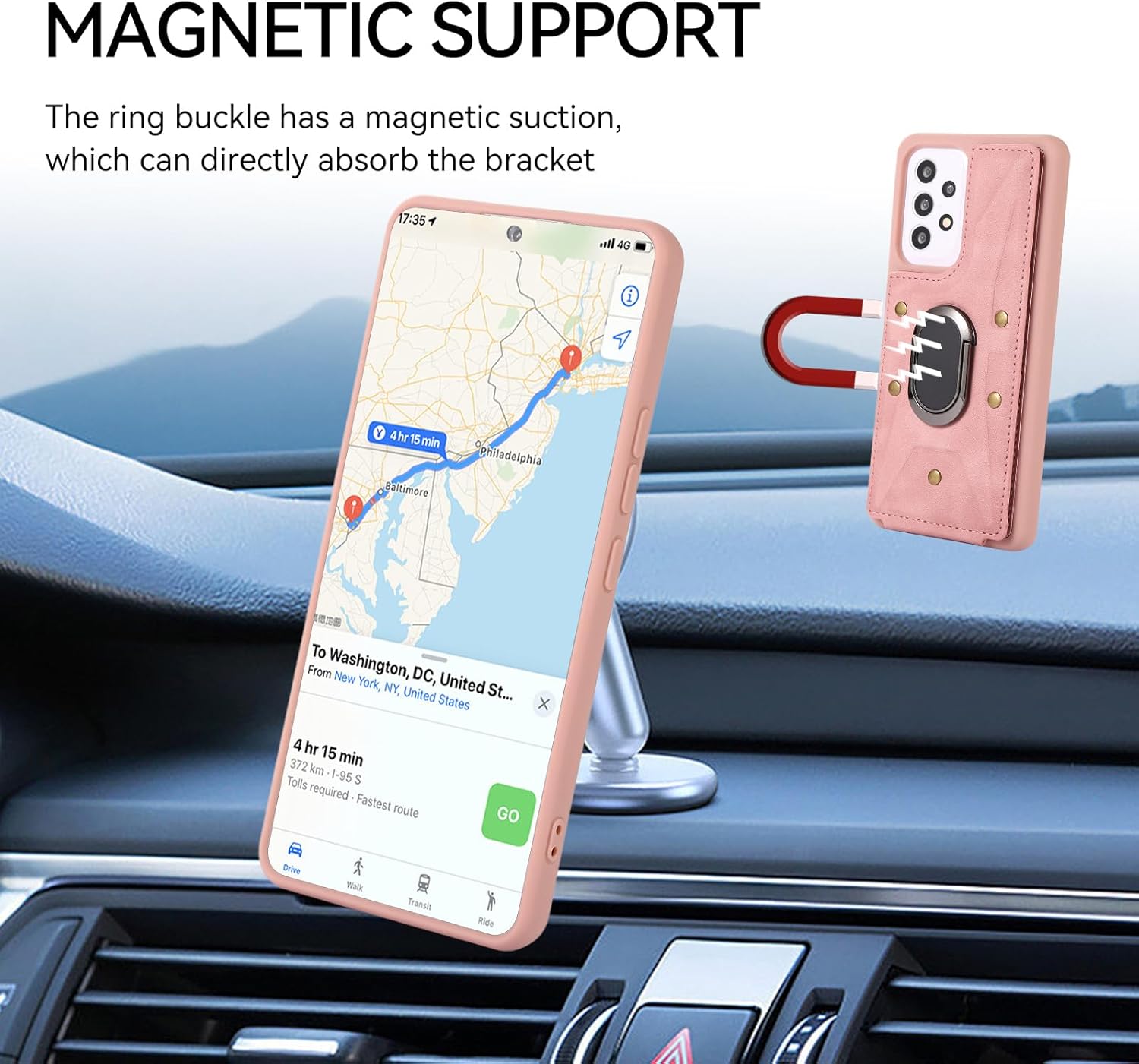 Asuwish Funda de teléfono para Samsung Galaxy A52A52S 5G Funda tipo cartera con protector de pantalla de vidrio templado y soporte de anillo para