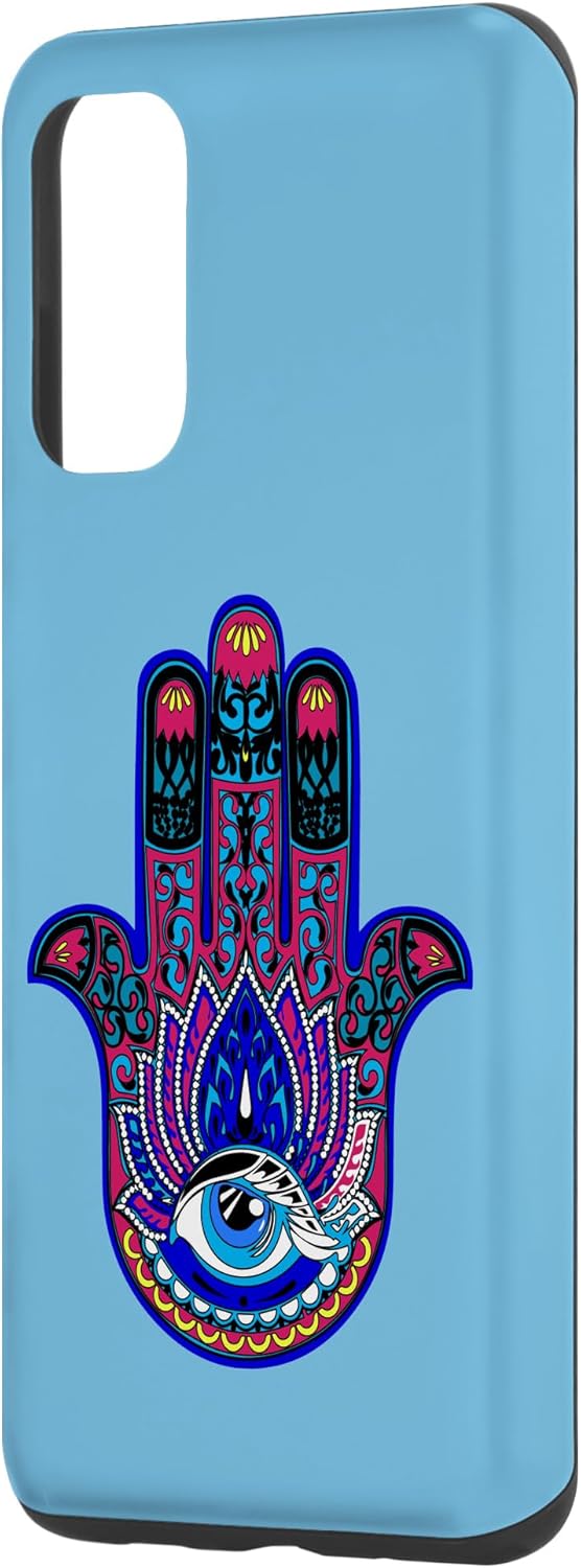 Galaxy S20 – Funda gráfica con símbolo de Hamsa de mal de ojo azul