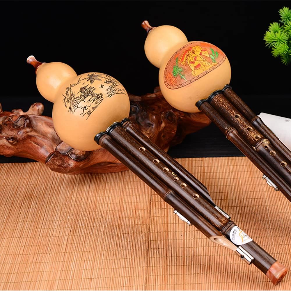 Hulusi – Flauta de cuclórbita con caja de transporte, instrumento tradicional chino, flauta de calabaza para estudiantes, principiantes, amantes de