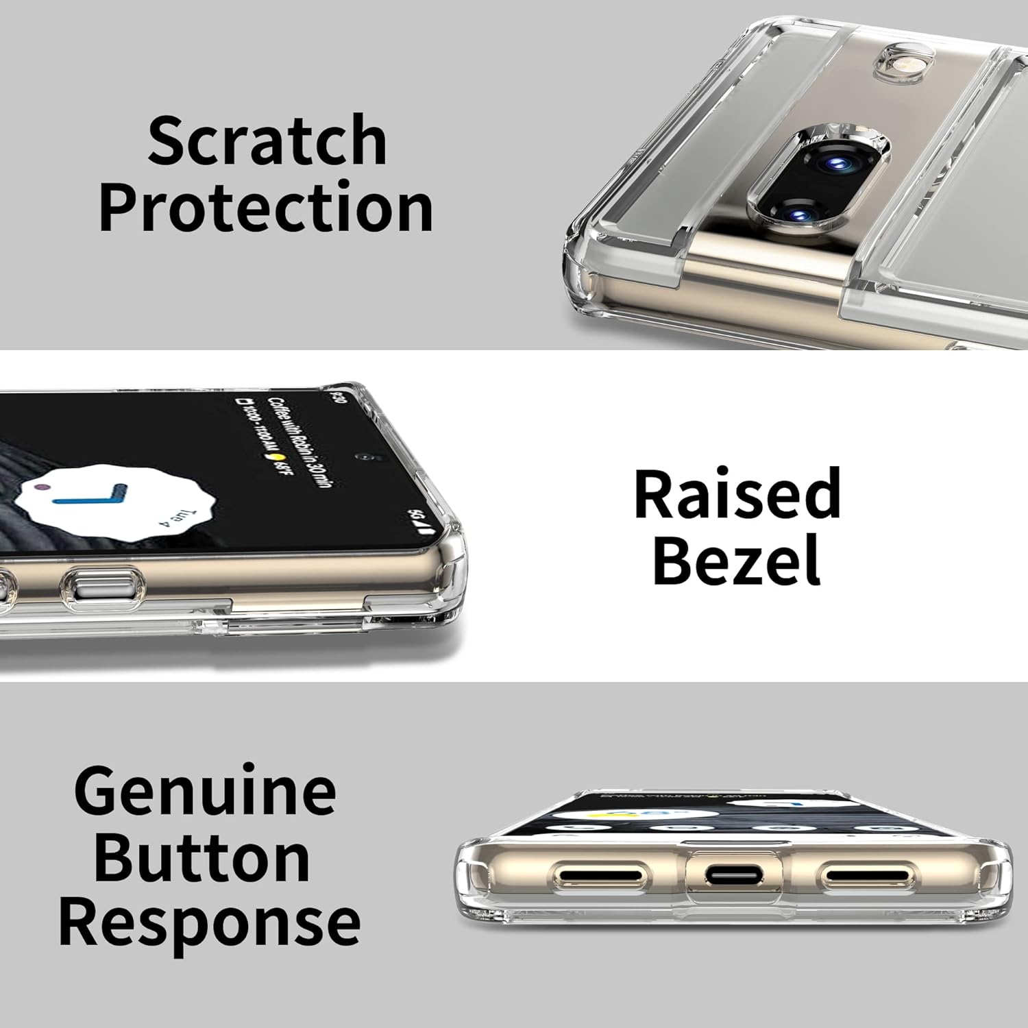 Funda diseñada para Google Pixel 7, funda para Google Pixel 7 con protector de pantalla de vidrio templado, compatible con carga inalámbrica,