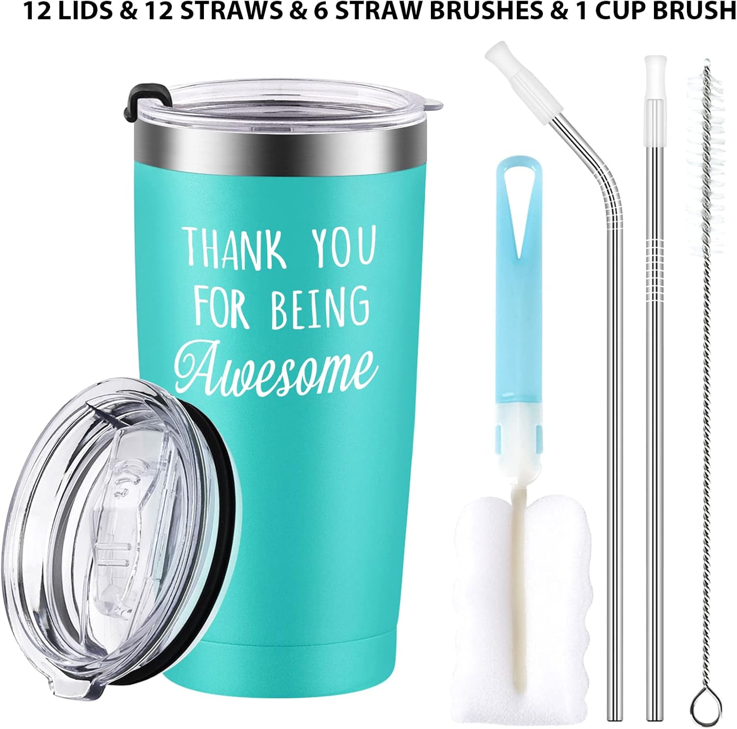 Gtmileo Regalos de agradecimiento para mujeres, paquete de 6 vasos de viaje aislados de acero inoxidable con texto en inglés “Thank You for Being”,