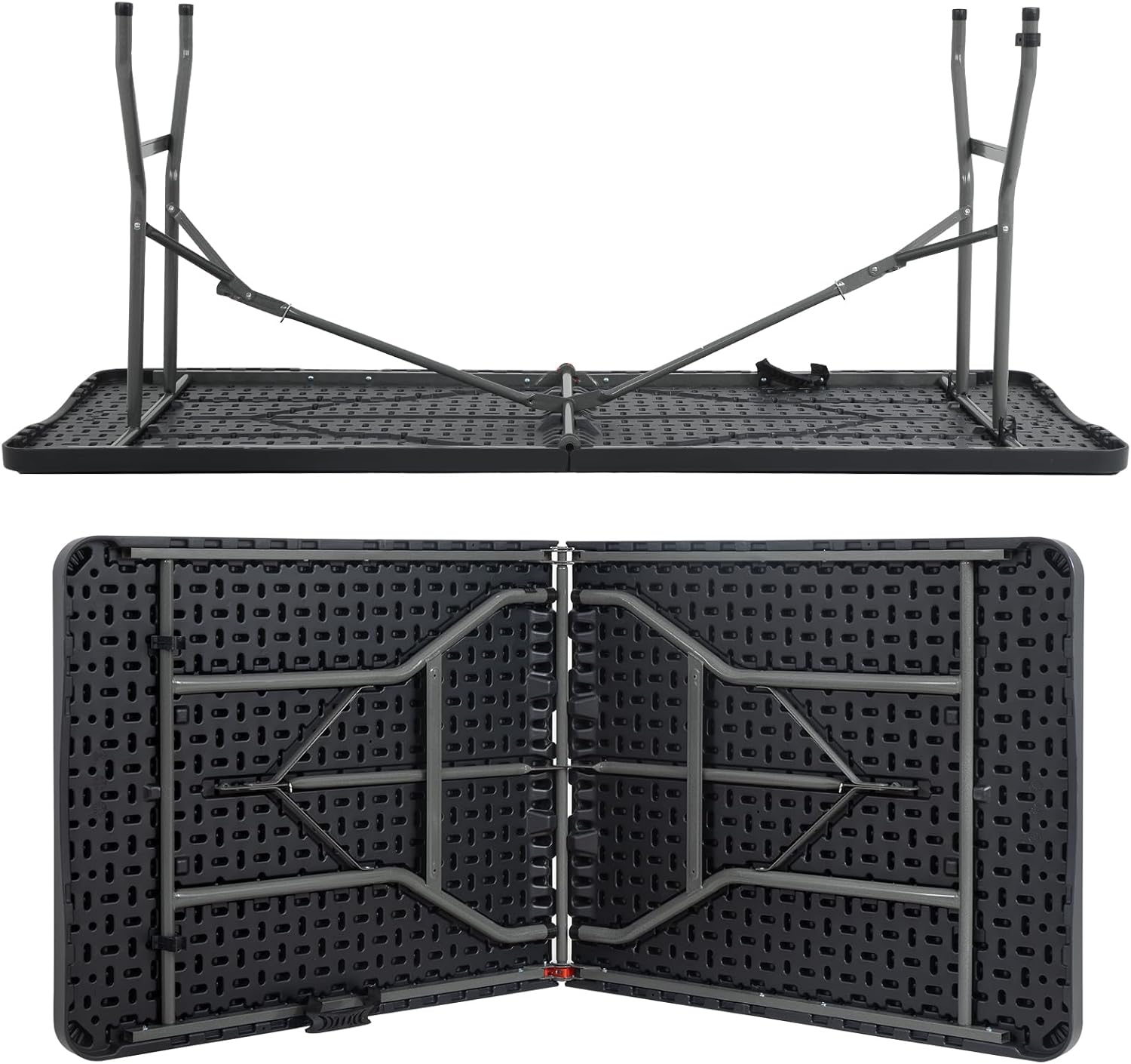 XXkseh Mesa plegable de 6 pies, mesa plegable portátil para interiores y exteriores, de plástico resistente, mesa de picnic con función de bloqueo,