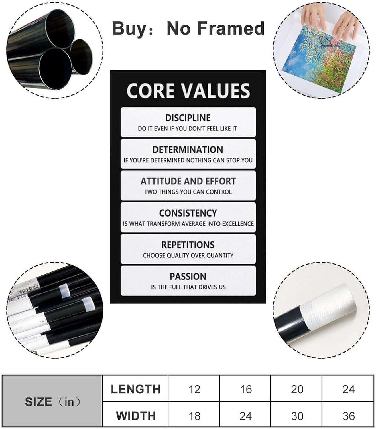 Core Values – Arte Motivacional Para Pared, Póster Inspirador, Impresiones En Lienzo Inspiradoras, O Póster Pintura Decorativa Lienzo Póster de