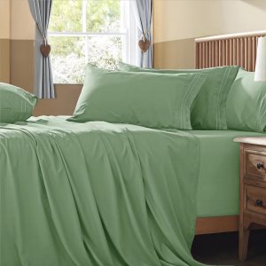Homiest Juego de sábanas de bolsillo extra profundo, 6 piezas de sábanas suaves de color verde salvia de 18 a 24 pulgadas, sábanas de microfibra de Homiest Juego de sábanas de bolsillo extra profundo, 6 piezas de sábanas suaves de color verde salvia de 18 a 24 pulgadas, sábanas de microfibra de