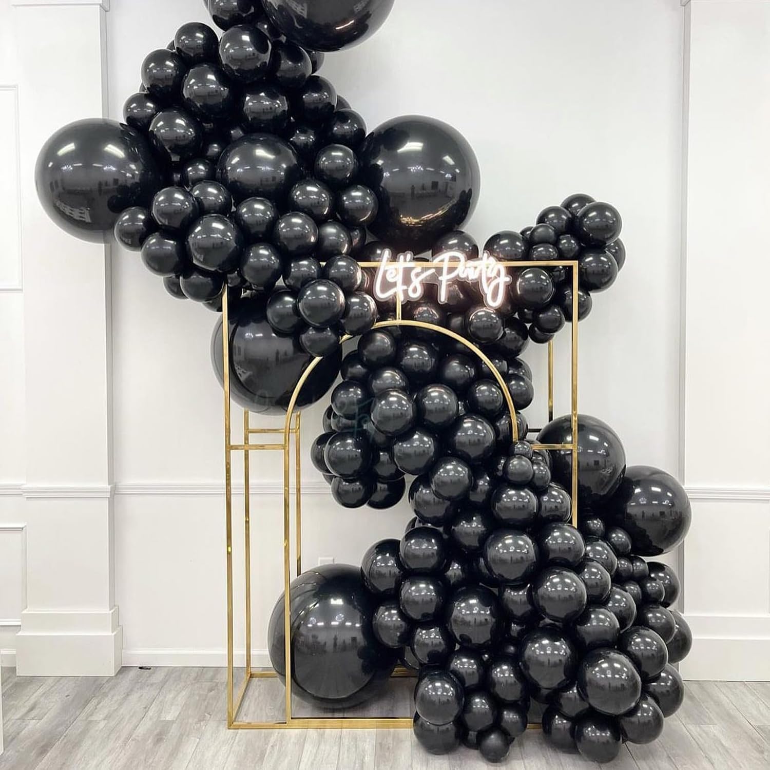 Kit de guirnalda de globos negros, 126 piezas de diferentes tamaños de 36, 18, 12, 10 y 5 pulgadas, kit de arco de globos de látex negro mate para