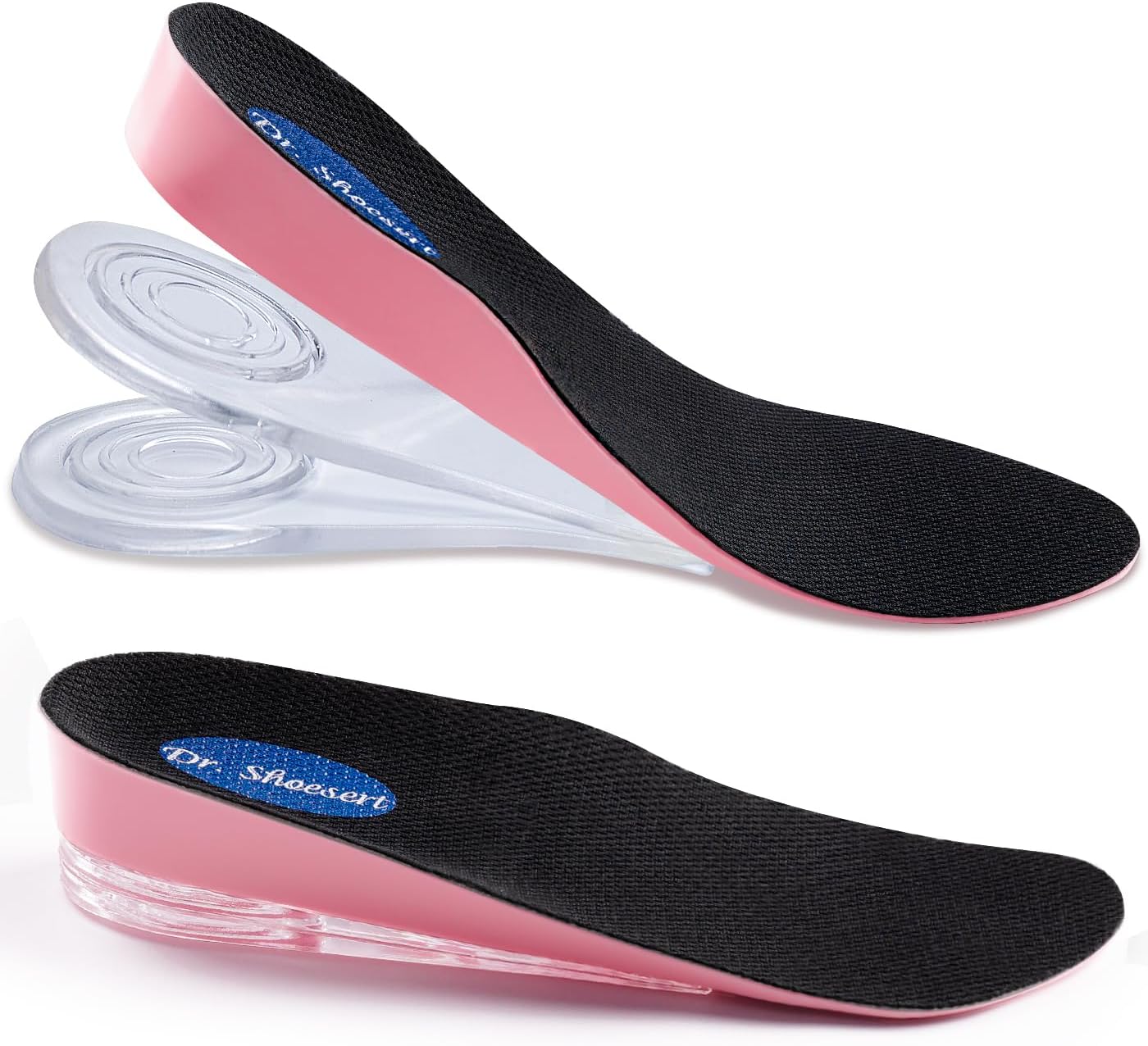 Dr. Shoesert Plantillas de aumento de altura ajustable de 3 capas, insertos de elevación de talón con amortiguador de absorción de impactos de 34 de