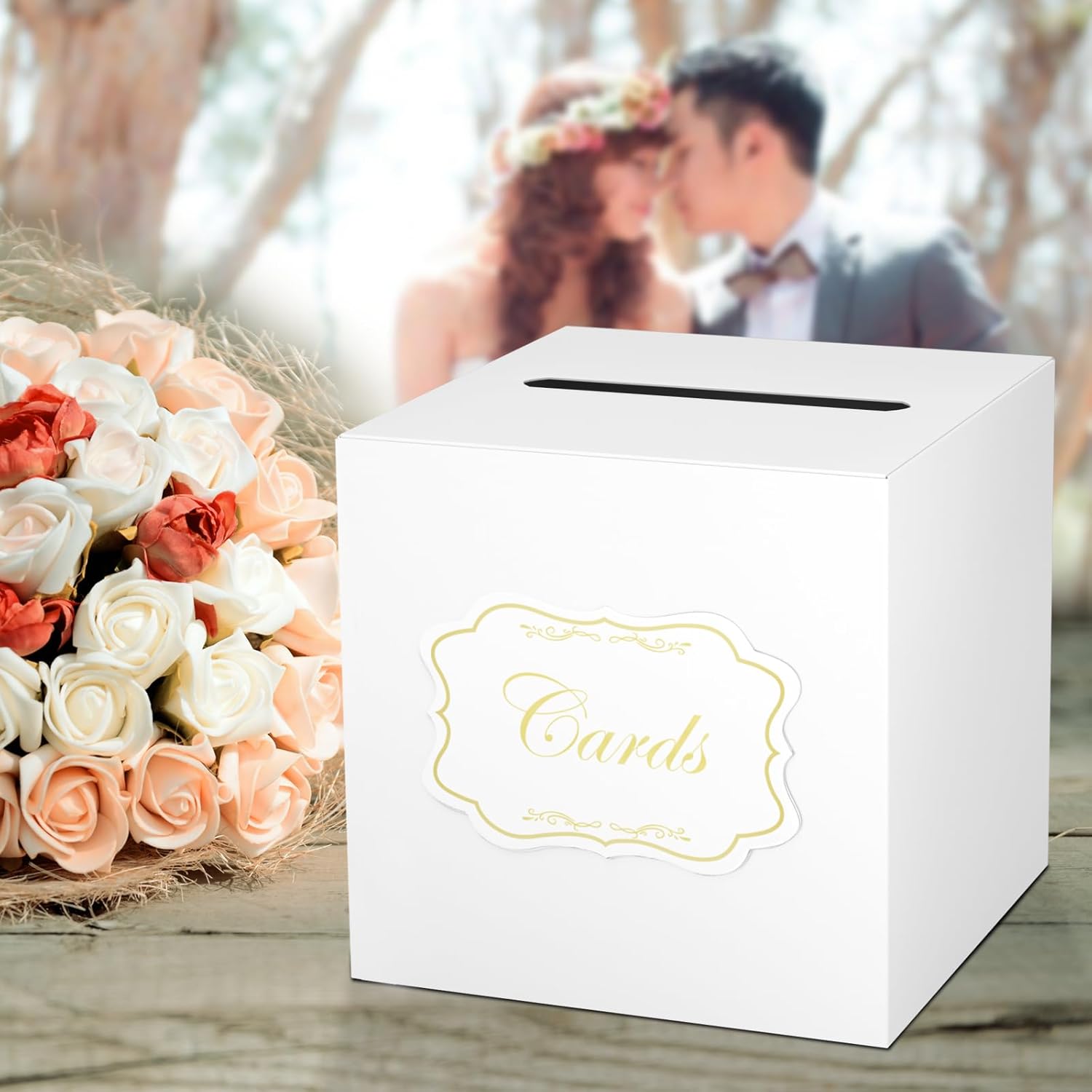 Caja de tarjetas blanca, caja de recepción de tarjetas para cumpleaños, boda, novia, baby shower, graduación, aniversarios, decoraciones de fiesta
