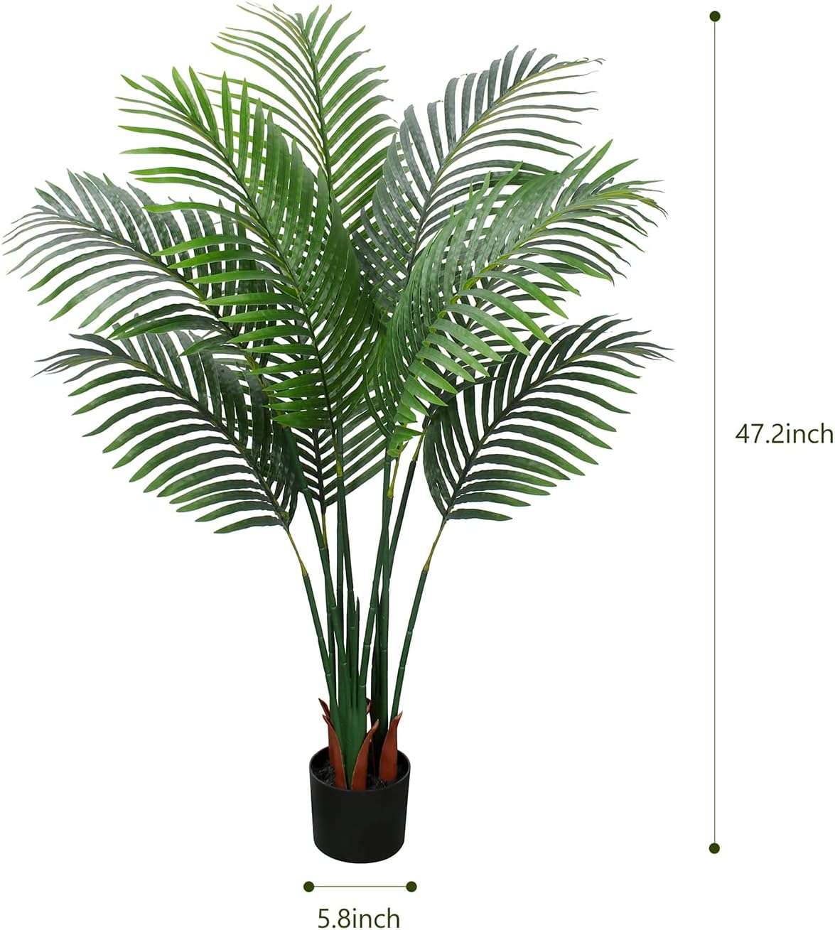 Palmera artificial, planta falsa de 4 pies de alto con maceta de plástico para decoración de oficina y hogar, planta artificial decorativa para