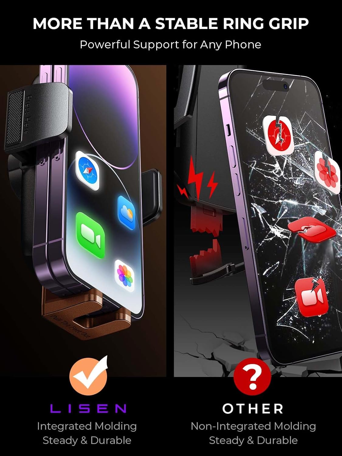 LISEN Soporte de teléfono para soporte de automóvil, soporte para teléfono para tu automóvil, soporte ajustable para teléfono celular, accesorios de