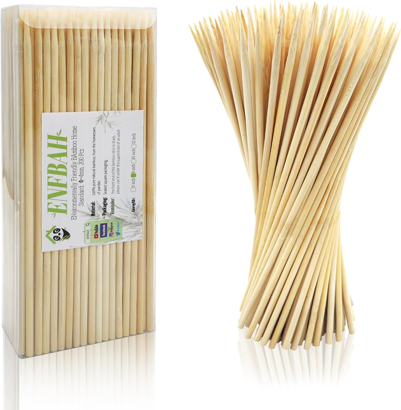 200 brochetas de bambú natural de   0.157 in perfectas para fuentes de chocolate, barbacoas, aperitivos, parrillas, brochetas, frutas, barbacoa,