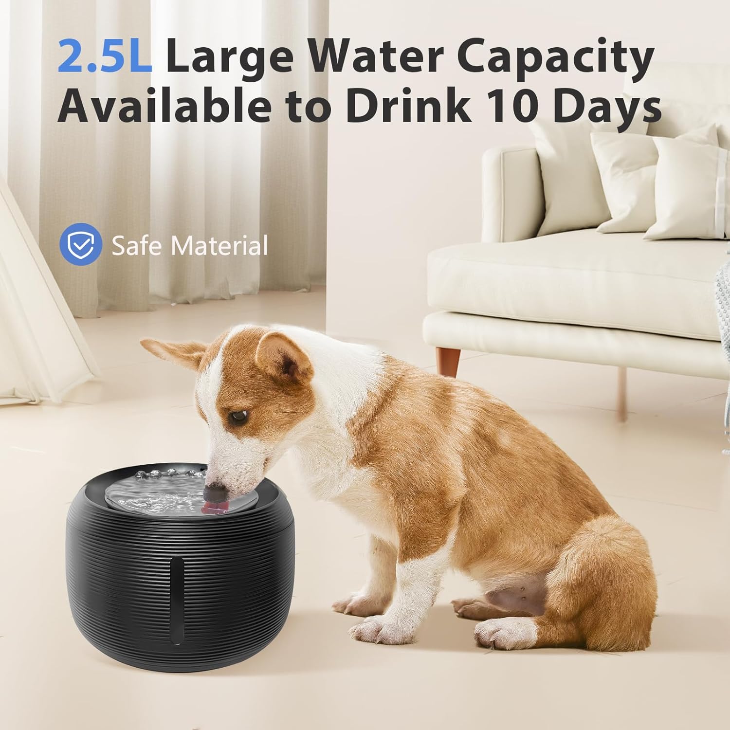 Fuente de agua para gatos, fuente de agua silenciosa de 84 fl oz2.5 L para gatos y perros, cuenco dispensador de agua para perros con bomba