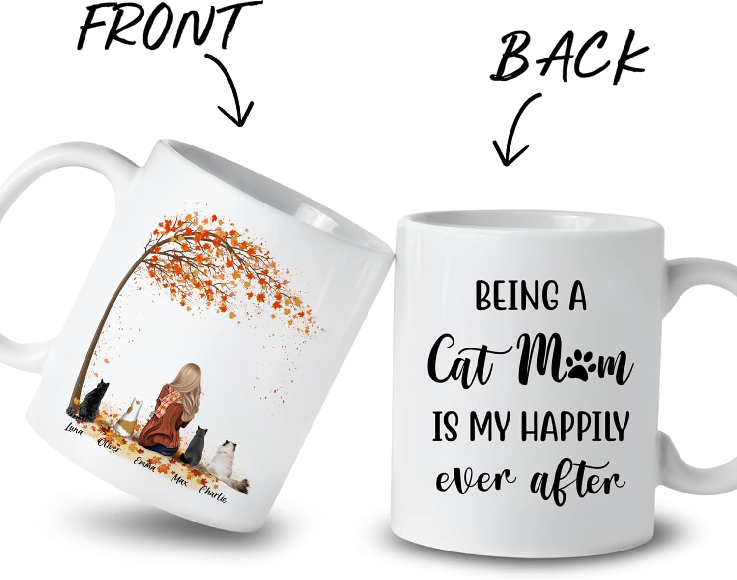 Gossby Taza personalizada con texto en inglés “Being A Cat Mom”, regalo personalizado para mujeres con diseño, nombre, raza de gato, cumpleaños, día