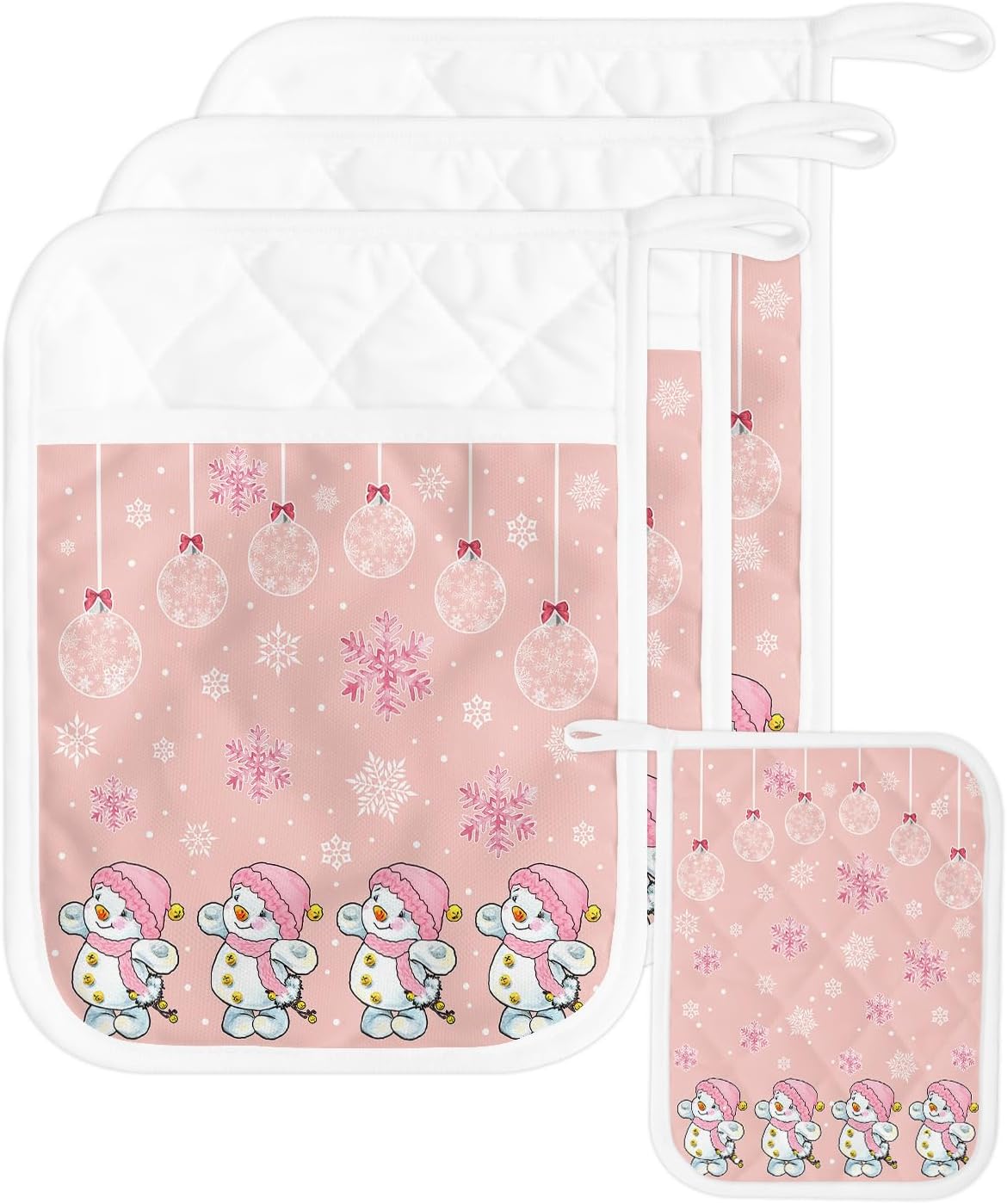Juego de 3 soportes para ollas de Navidad para cocina, antideslizantes y aislantes de calor, juego de agarraderas de tela de toalla con bolsillo,