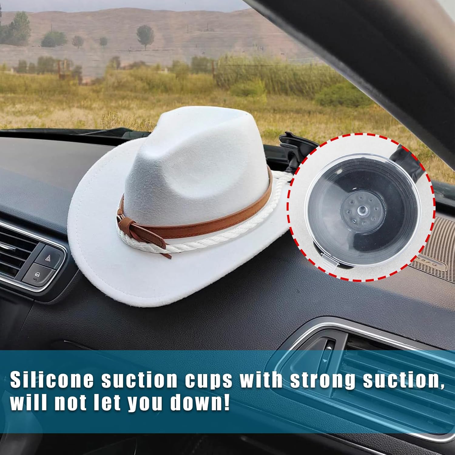 Ziciner Soportes de sombrero de vaquero para tu vehículo, soportes para sombreros con ventosa, soporte para sombreros para mantener tu sombrero de