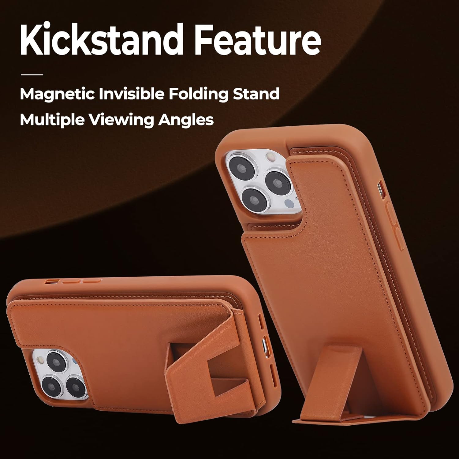 HANDODO Funda tipo cartera compatible con iPhone 14 Pro Max, funda magnética de cuero con ranuras para tarjetas, con bloqueo RFID, doble cierre,