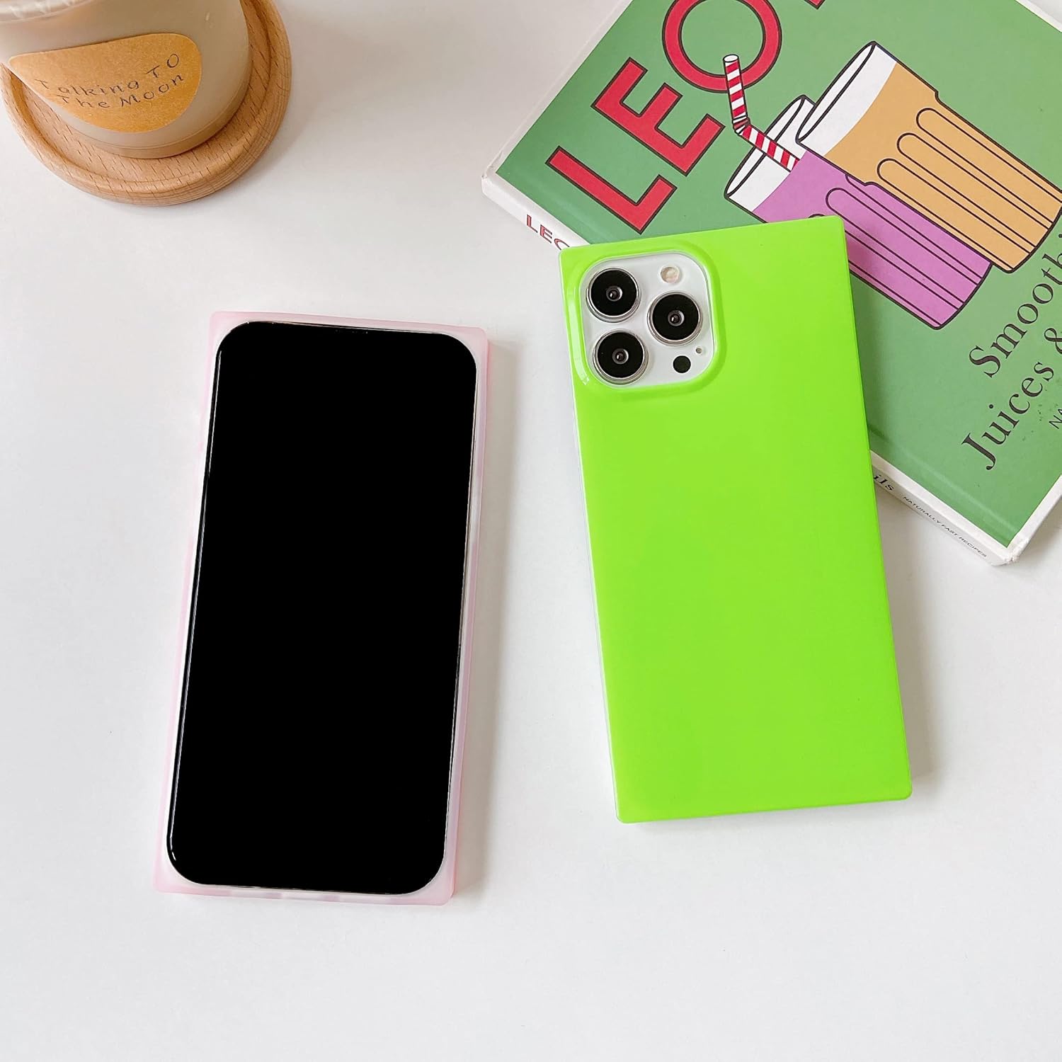 Cocomii Funda cuadrada para iPhone 13 Pro, color liso neón cuadrado, delgada, ligera, brillante, color sólido fluorescente, funda estética de lujo
