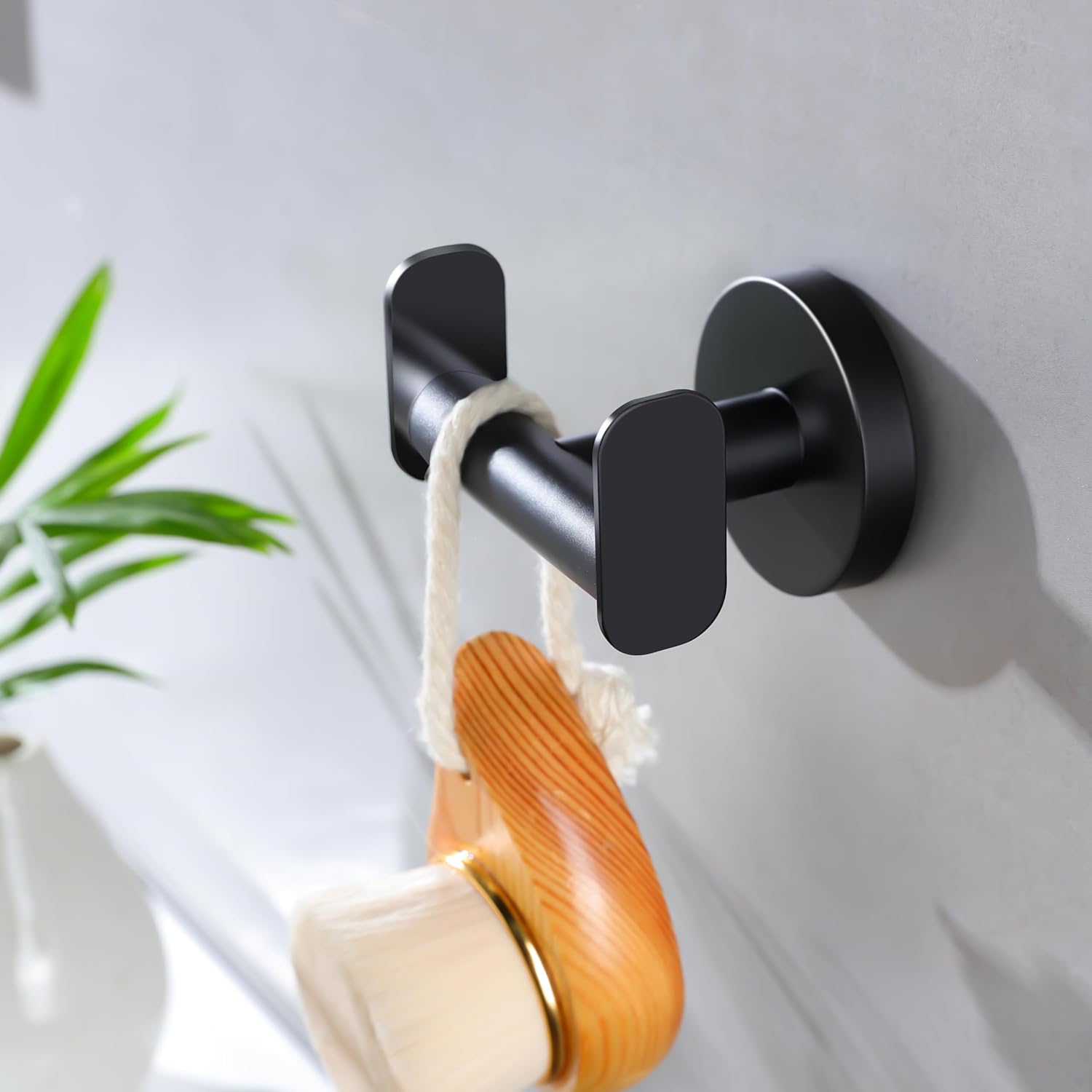 DELITON Ganchos para toallas de baño montados en la pared, gancho de doble pared resistente para colgar abrigos, batas, ropa, acero inoxidable,