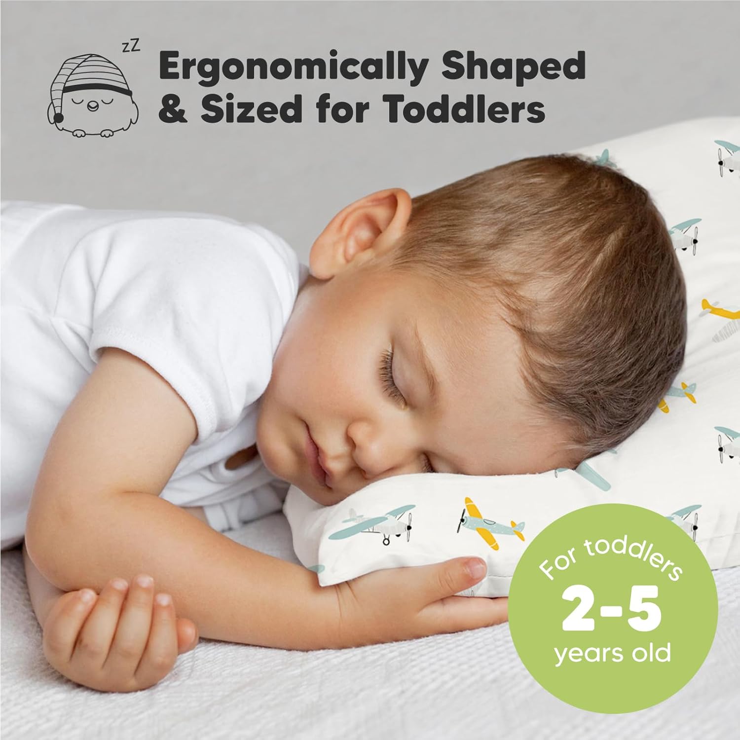 KeaBabies Almohada para niños pequeños con funda de almohada, tamaño jumbo de 14 x 20 pulgadas, almohadas suaves de algodón orgánico para dormir,