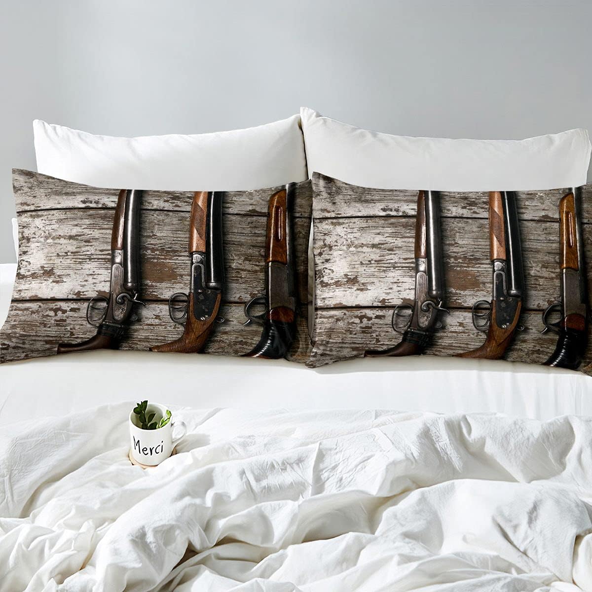 Erosebridal Edredón de plumón de pistola, juego de ropa de cama con temática militar para niños, adolescentes y hombres, juego de edredón retro de