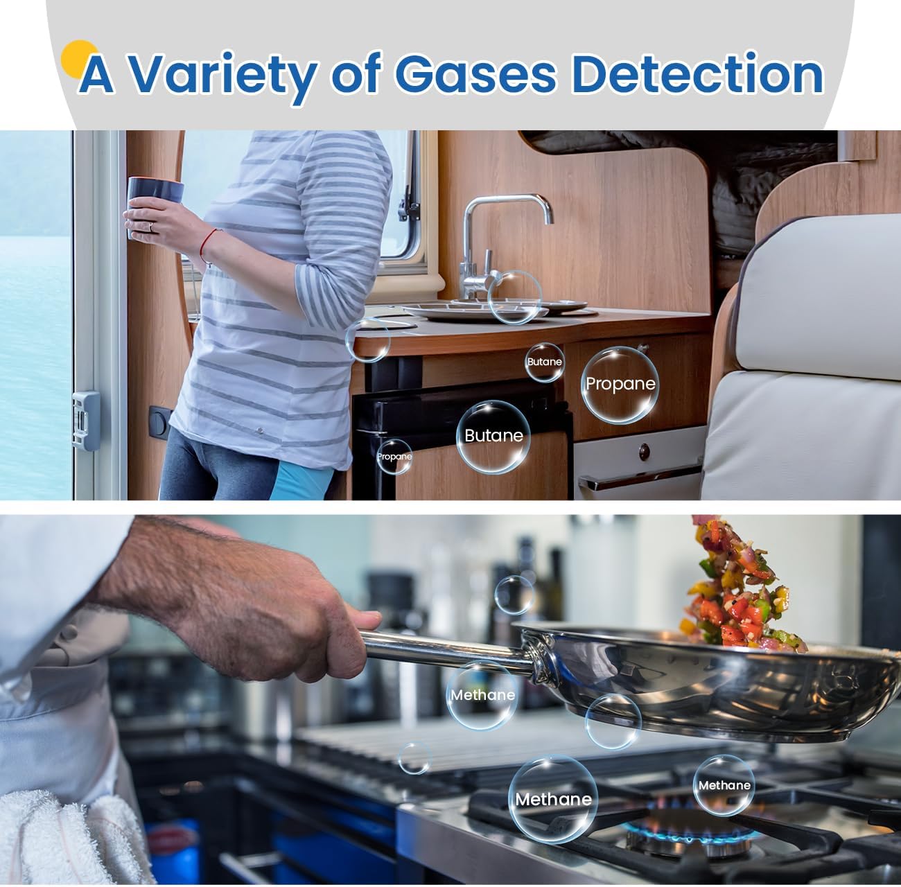 Detector de gas natural 3.0 para el hogar, pantalla digital de gran precisión. Alarma de gas naturaldetector de propano para cocina, cámper,