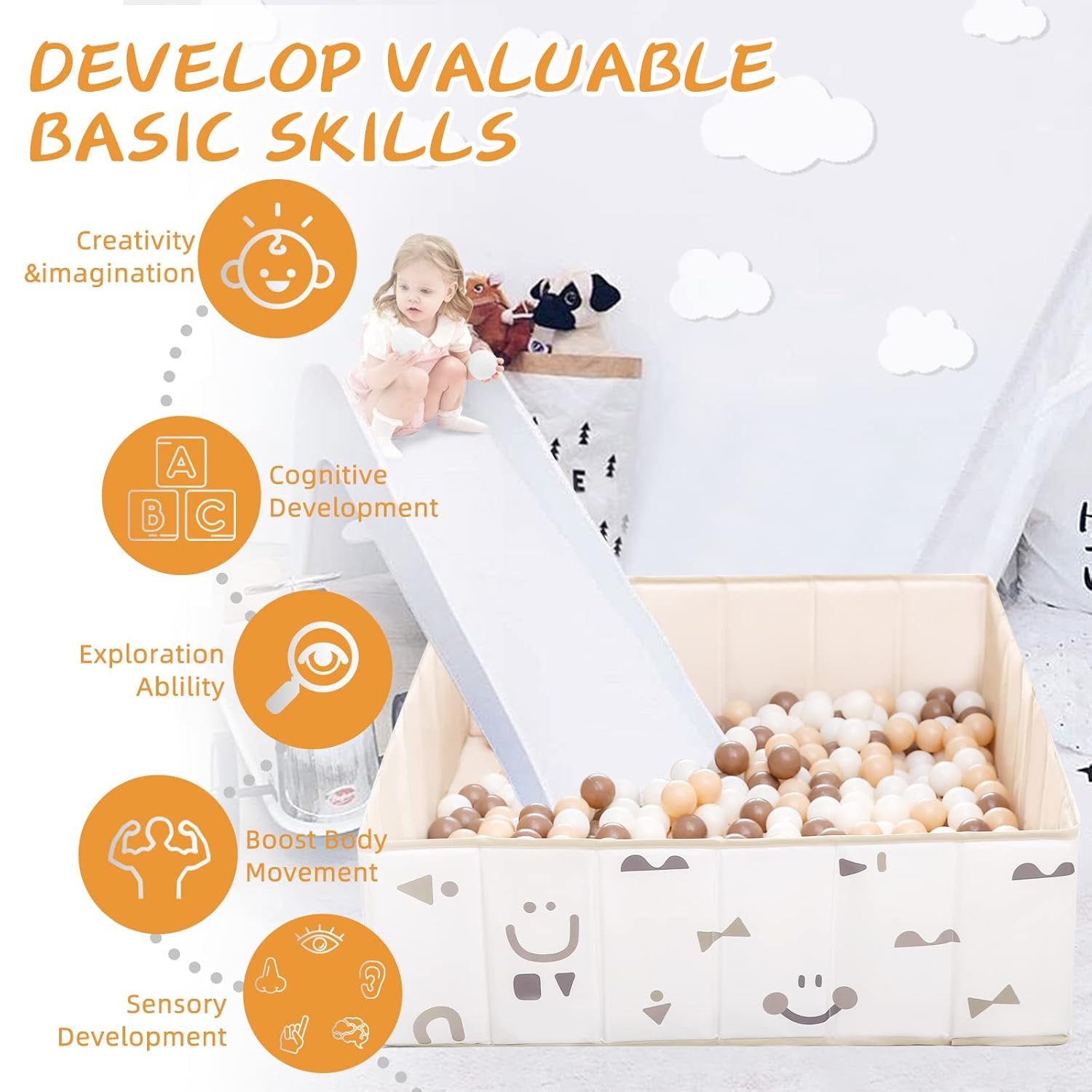 Piscina de pelotas para niños pequeños de 1 a 3 años, tienda de campaña de juegos para bebés, corralito de juegos para niños y niñas, corralito de