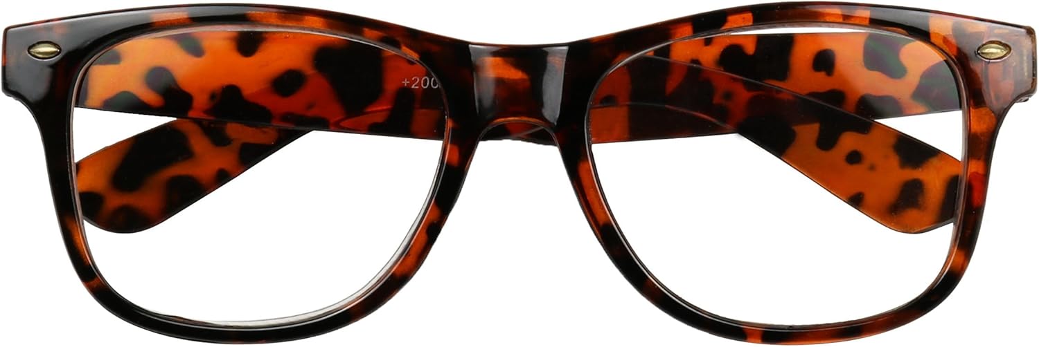 ShadyVEU Lentes ópticos redondos de lectura estilo clásico retro de los años 80 Vision Rx Black Tortoise Circular, paquete de 2 lectores multipack