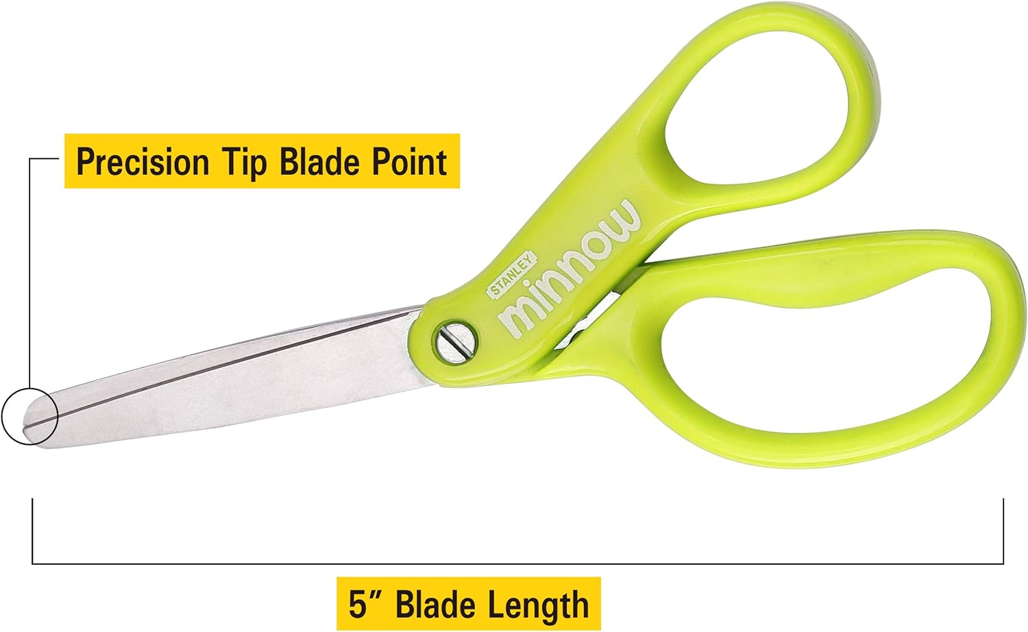 Stanley Guppy tijeras para niños de 5 pulgadas, Verde